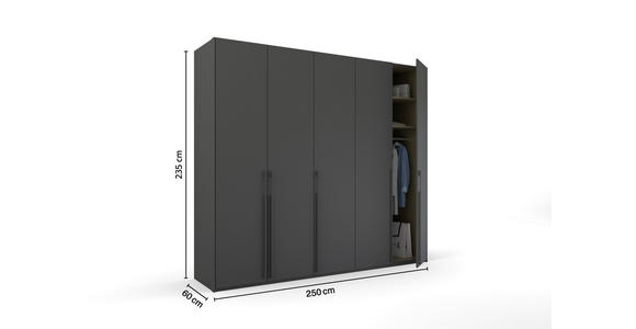 DREHTÜRENSCHRANK 251/235/60 cm 5-türig  - Graphitfarben, Trend, Holzwerkstoff/Metall (251/235/60cm) - Novel