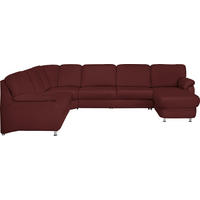 WOHNLANDSCHAFT in Echtleder Brombeere  - Brombeere/Alufarben, Konventionell, Leder/Metall (239/329/165cm) - Beldomo Premium