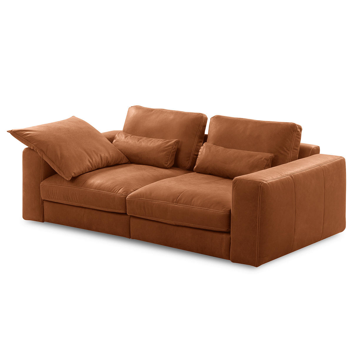 2-SITZER-SOFA  in Echtleder Karamell   - Beige/Karamell, Design, Leder/Kunststoff (240/85/123cm) - Livetastic