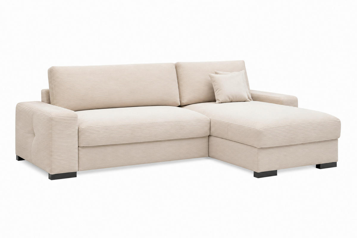 ECKSOFA  Cord Beige  - Beige/Schwarz, Basics, Holz/Holzwerkstoff (264/184cm) - MID.YOU