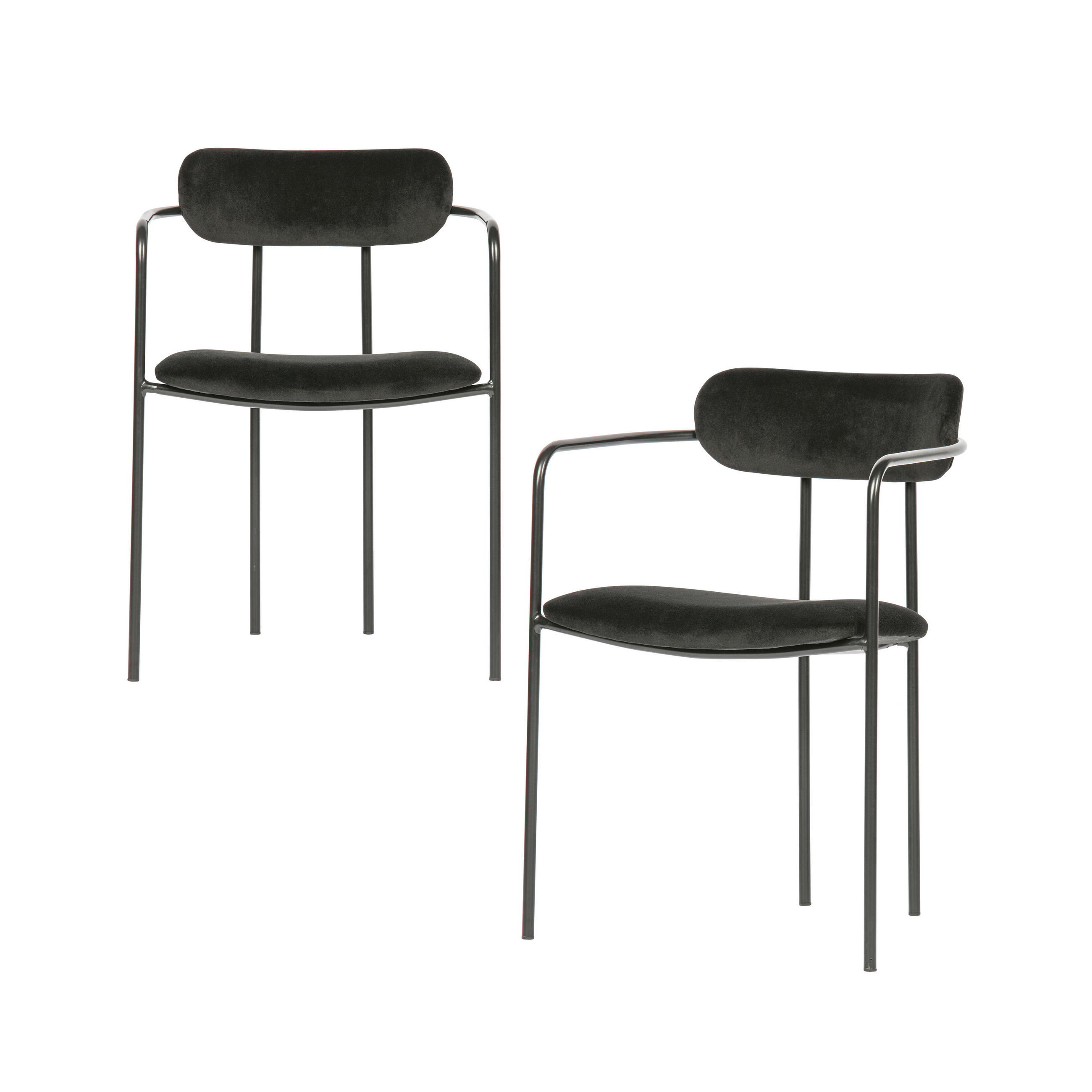 Livetastic Armlehnstuhl-Set Ivy Schwarz 52x74x50 cm