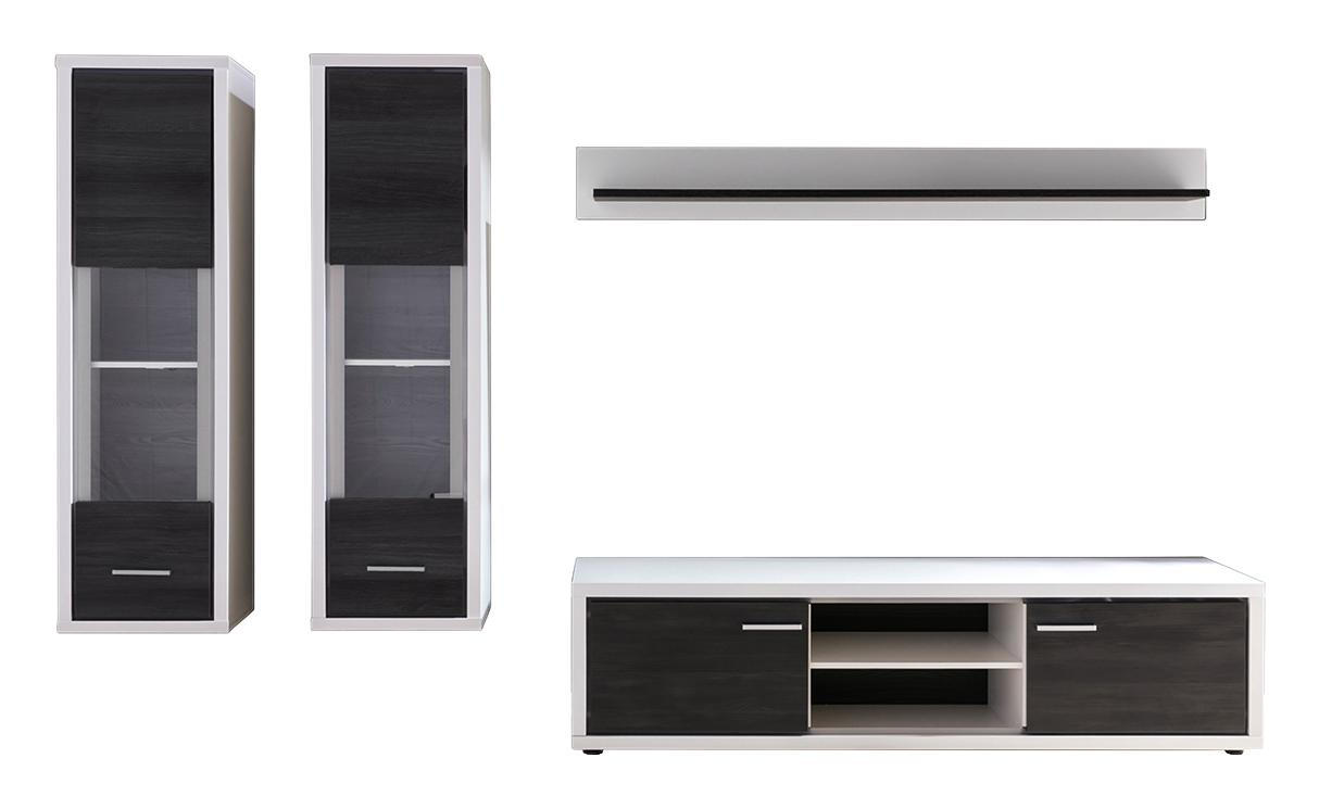 Wohnwand in Anthrazit, Weiß