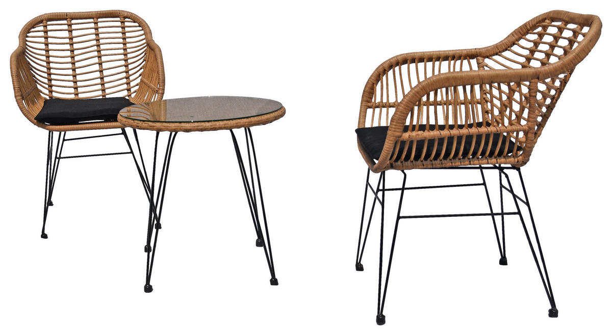 BALKONSET  - Dunkelgrau/Naturfarben, MODERN, Glas/Kunststoff - Ambia Garden