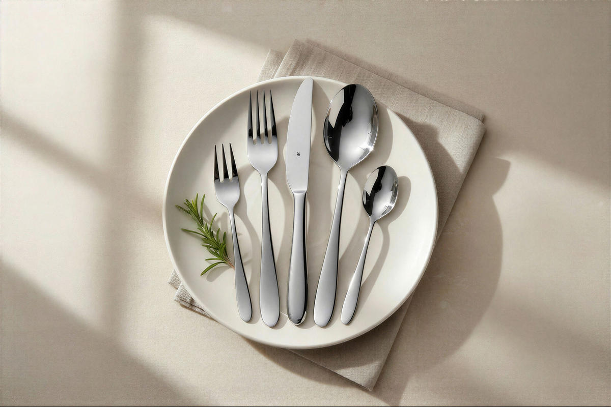 BESTECKSET New York 60-teilig  für 12 Personen  - Edelstahlfarben, Basics, Metall - WMF