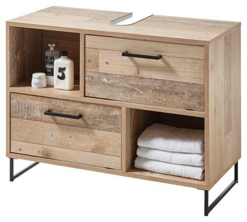 WASCHBECKENUNTERSCHRANK 80/61/37 cm  - Eichefarben/Schwarz, KONVENTIONELL, Holzwerkstoff/Kunststoff (80/61/37cm) - MID.YOU