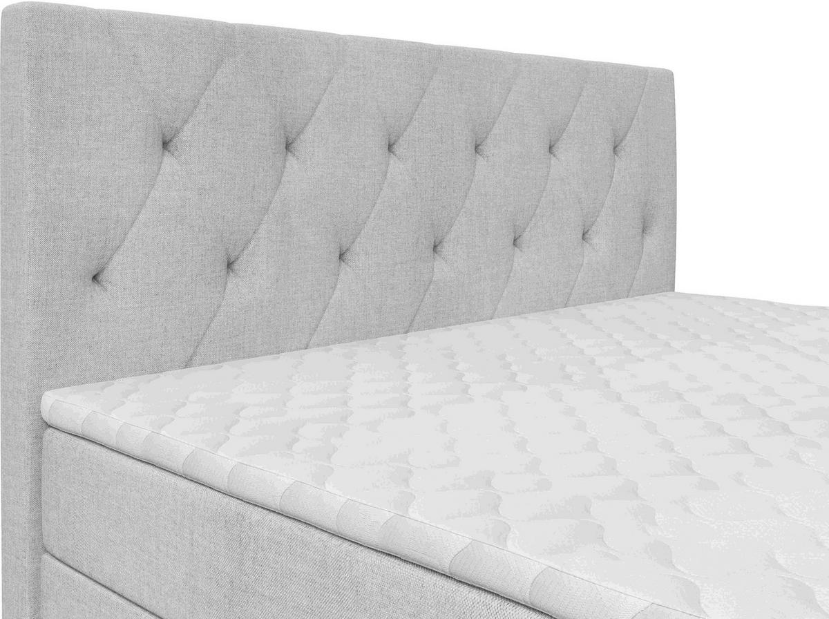 BOXSPRINGBETT 140/200 cm  in Hellgrau  - Silberfarben/Hellgrau, KONVENTIONELL, Textil/Metall (140/200cm) - Chameo