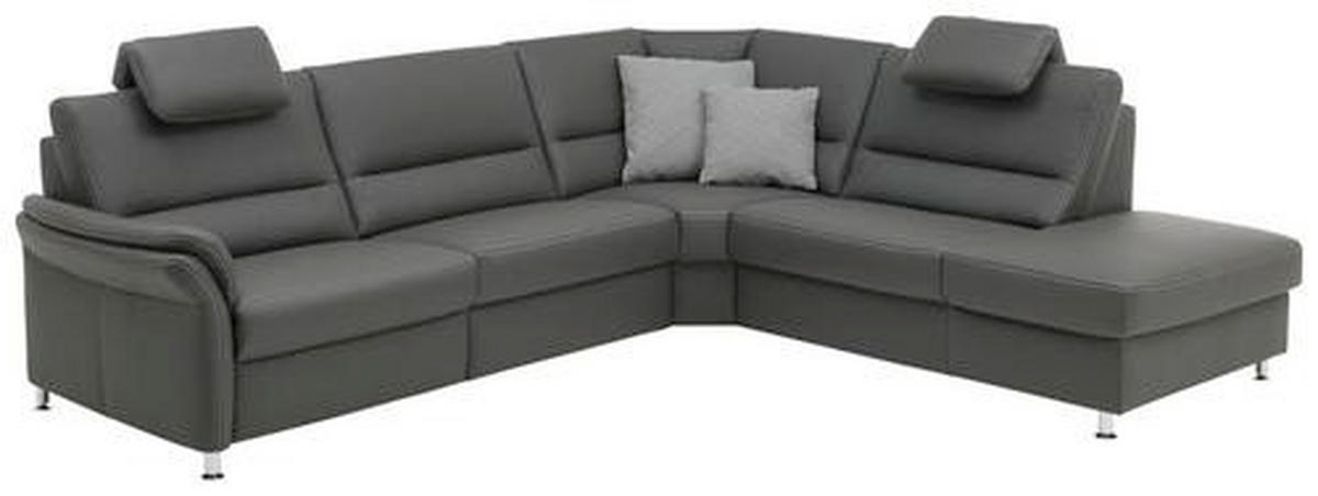 ECKSOFA in Echtleder Grau  - Beige/Hellgrau, Design, Leder/Metall (288/249cm) - Beldomo Premium