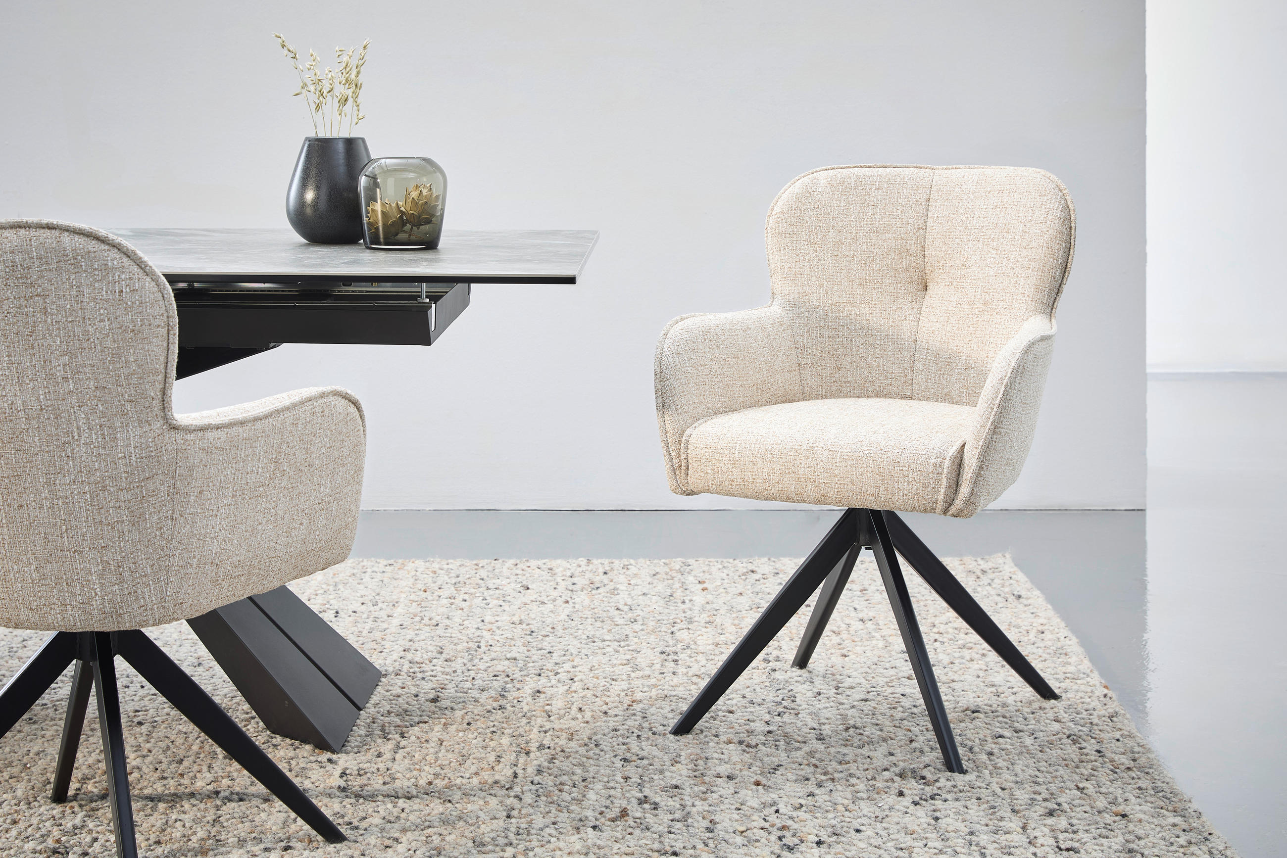 KAROSSZÉK fekete, bézs  - bézs/fekete, Design, textil/fém (62/88/65cm) - Novel