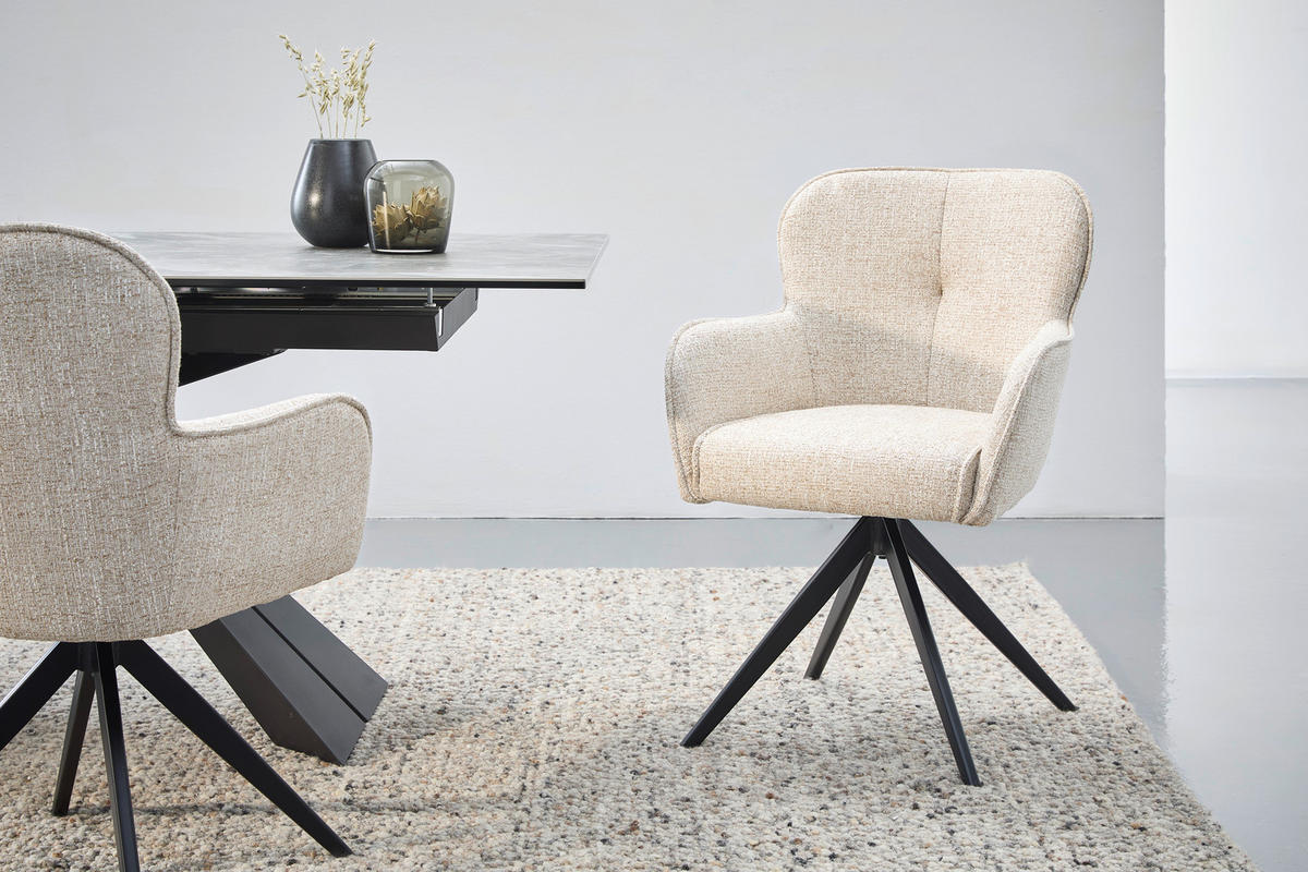 KAROSSZÉK fekete, bézs  - bézs/fekete, Design, textil/fém (62/88/65cm) - Novel