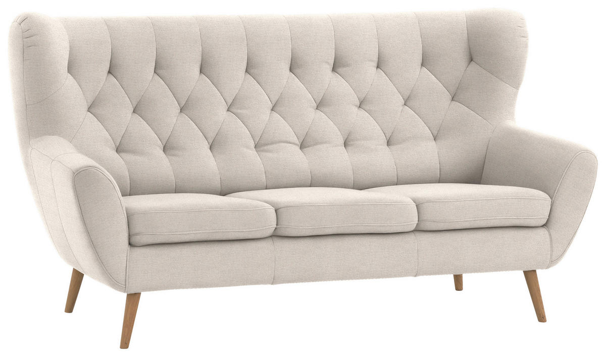 3-SITZER-SOFA in Mikrofaser Beige  - Beige, Design, Holz/Textil (187/101/95cm) - Stylife