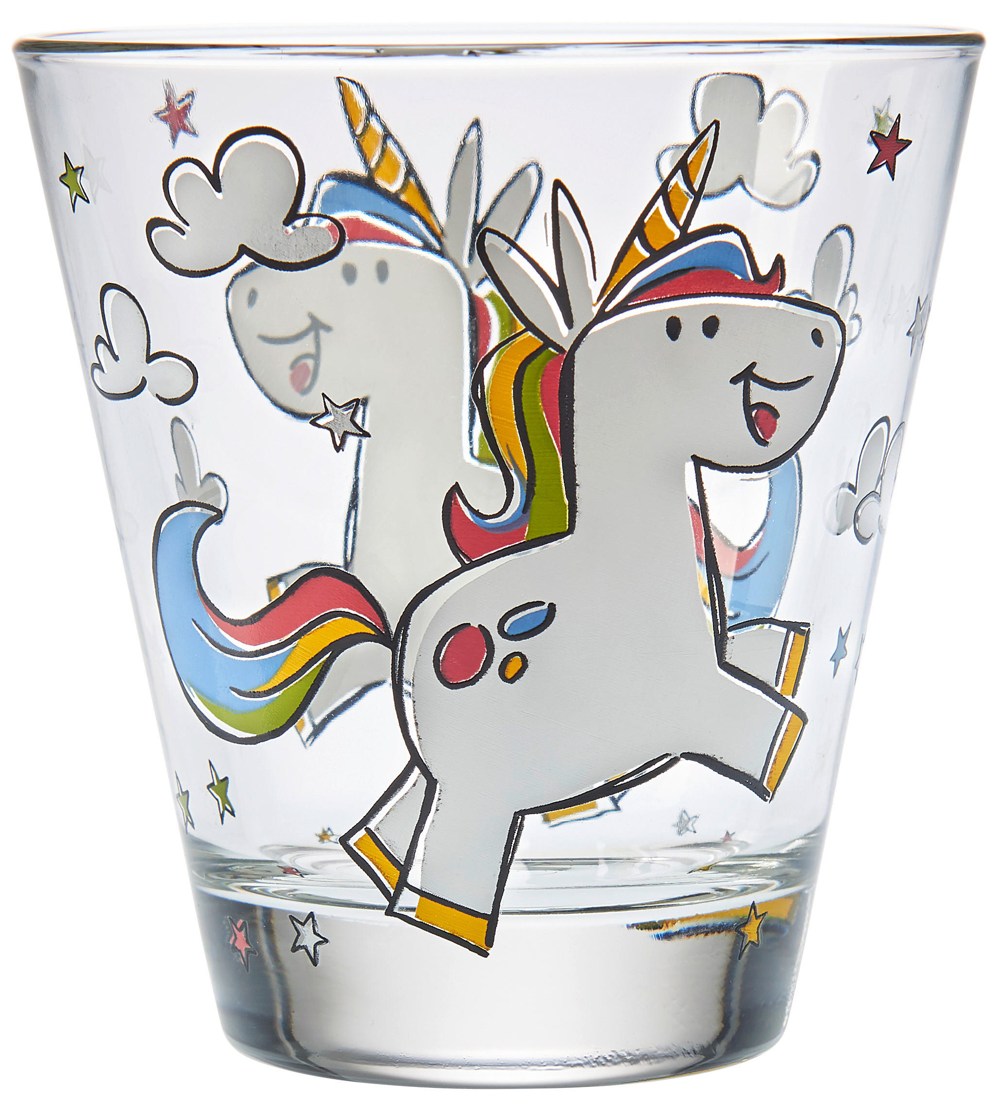 DĚTSKÁ SKLENICE - bílá/průhledné, Trend, sklo (215ml) - Leonardo