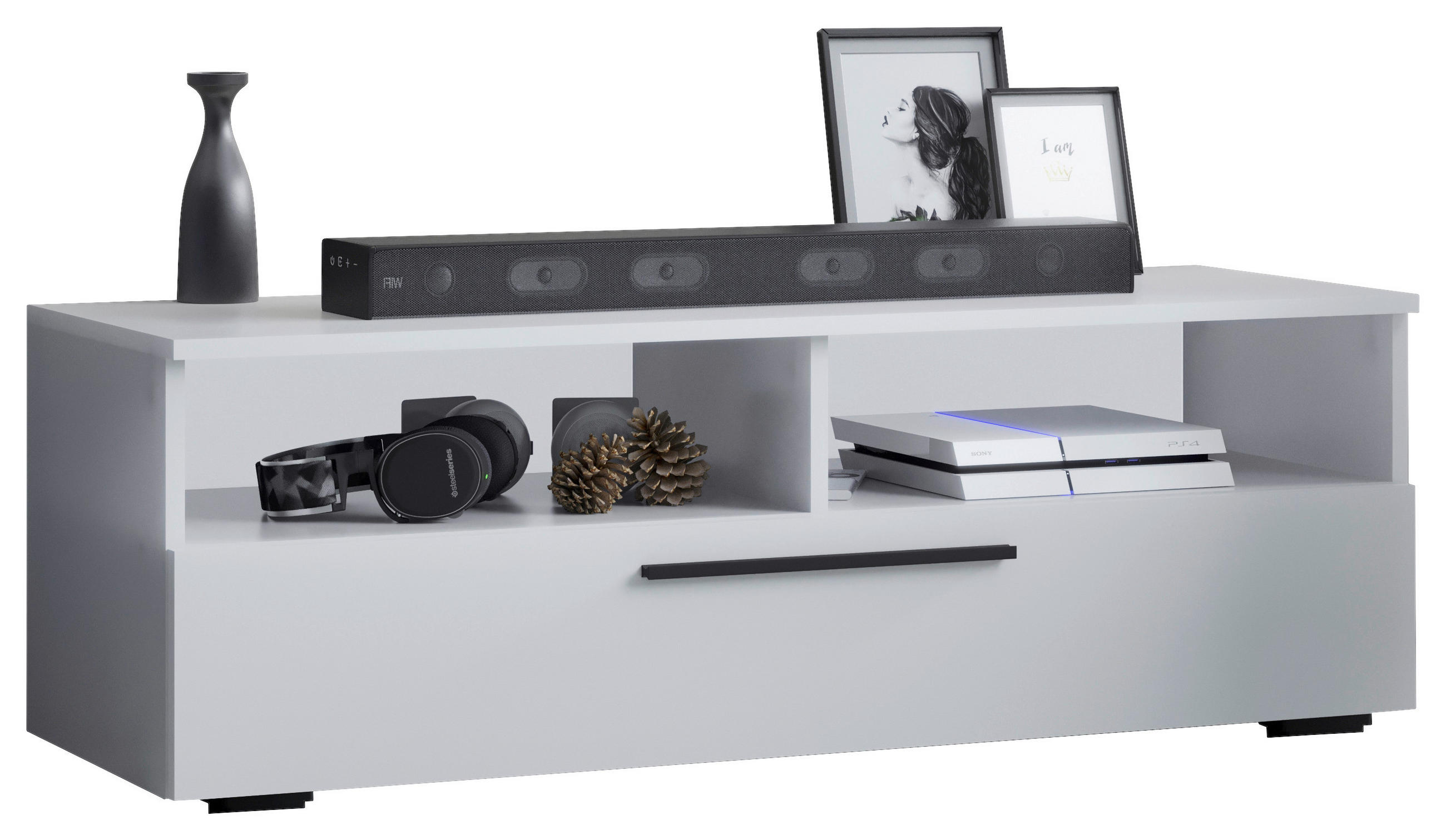 TV-Lowboard Arila B: 115 cm Weiß