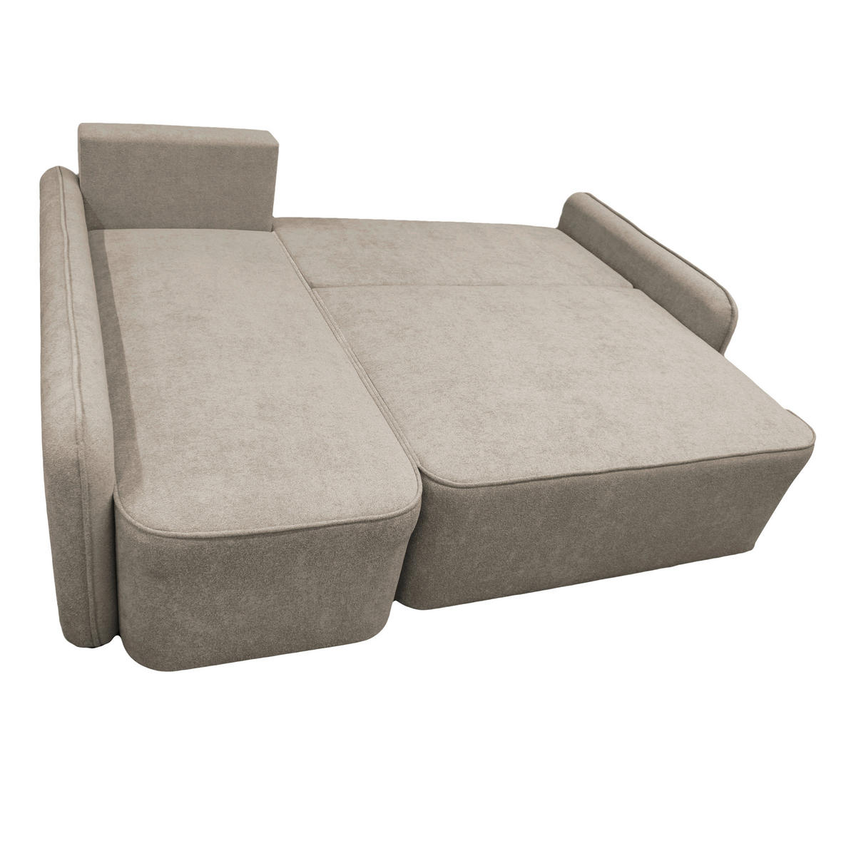 ECKSOFA in Struktur, Bouclé Taupe  - Taupe/Schwarz, Design, Kunststoff/Textil (143/209cm) - MID.YOU