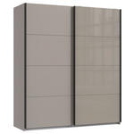 SCHWEBETÜRENSCHRANK  in Graphitfarben, Sahara  - Schwarz/Graphitfarben, Design, Glas/Holzwerkstoff (180/208/65cm) - Carryhome