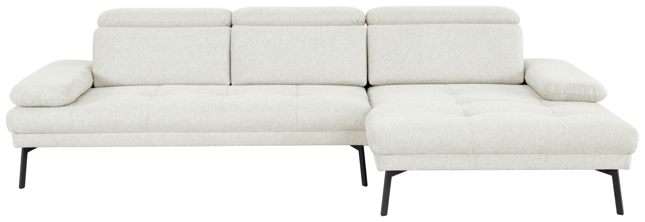 ECKSOFA Ottomane rechts, Eckteil  More_LZ Creme Webstoff  - Creme/Schwarz, Design, Textil/Metall (296/188cm) - Xora