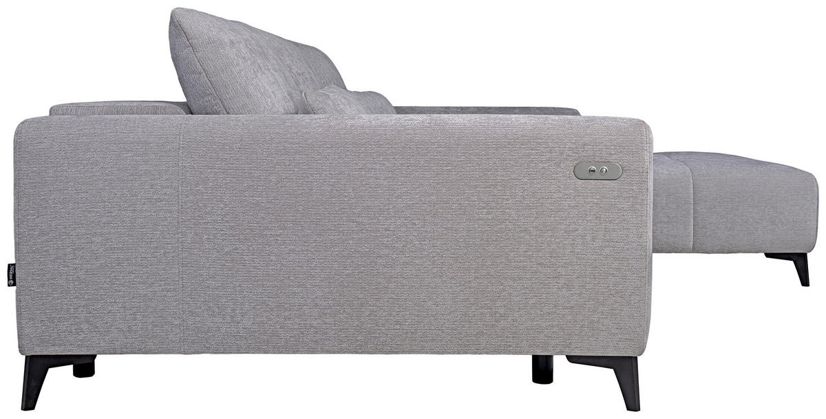 HÖRNSOFFA i chenille ljusgrå  - ljusgrå/svart, Klassisk, textil/plast (279/222cm) - MID.YOU