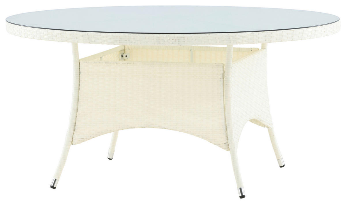 GARTENTISCH 150/150/74 cm Kunststoff rund  - Weiß, KONVENTIONELL, Glas/Kunststoff (150/150/74cm) - Gardenson