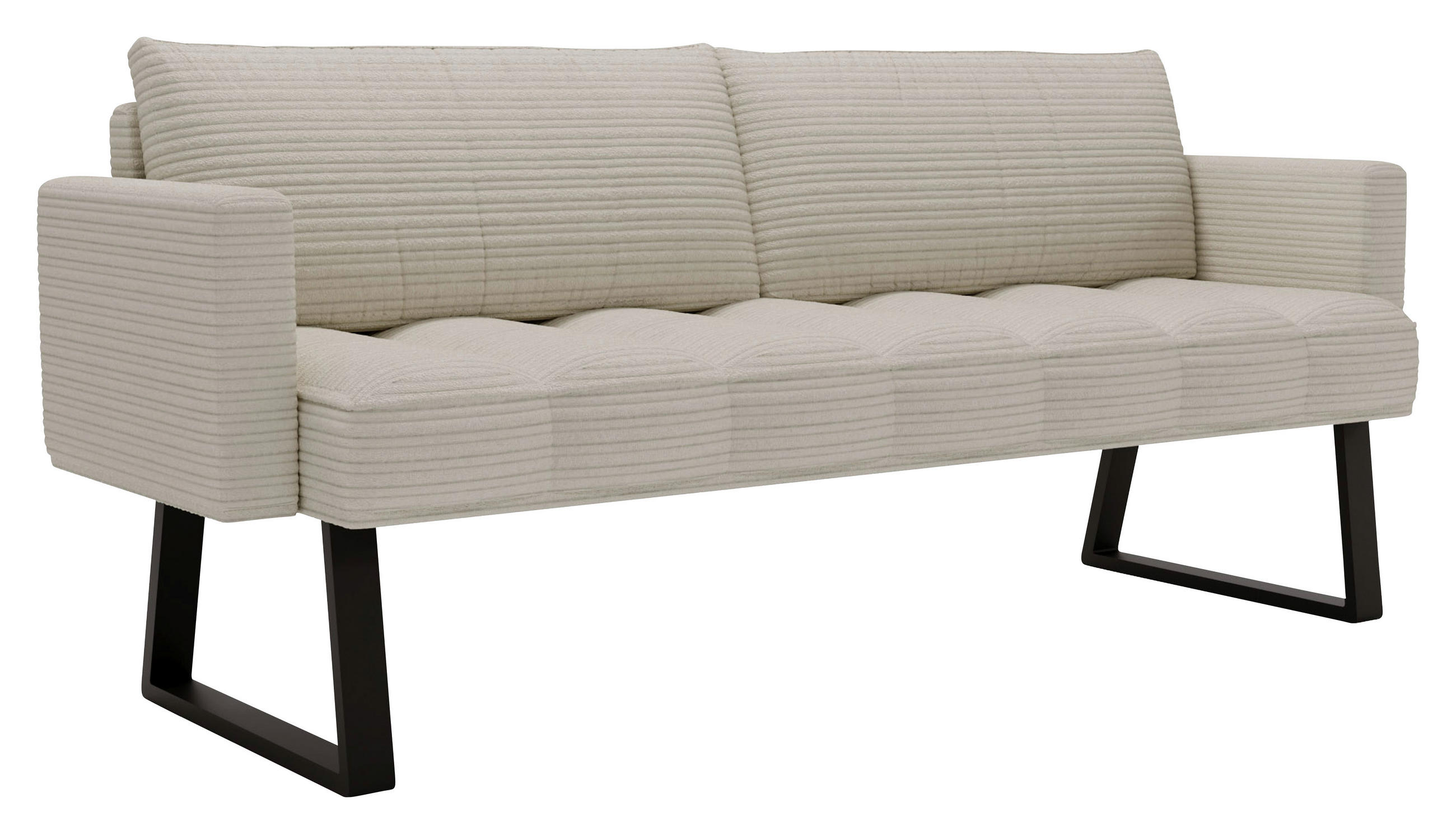 SITZBANK 200/88/69 cm Struktur Naturfarben Metall  - Schwarz/Naturfarben, Design, Textil/Metall (200/88/69cm) - Valdera