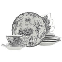KAFFEESERVICE Grau, Weiß Adelaide Grau 12-teilig  - Weiß/Grau, Basics, Keramik - Creatable