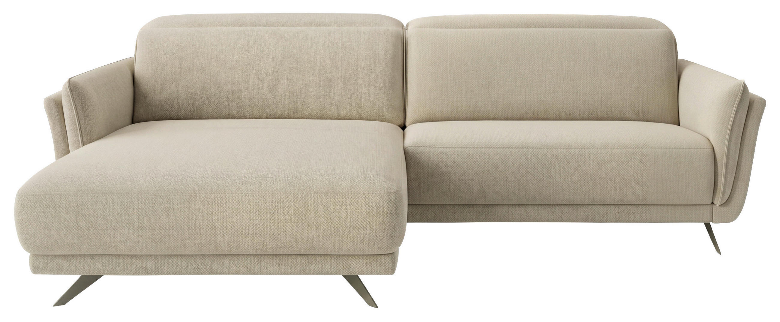 ECKSOFA 230/280 cm  in Flachgewebe Beige Rücken echt  230/280 cm  - Beige, Design, Textil/Metall (230/280cm) - Johann Jakob