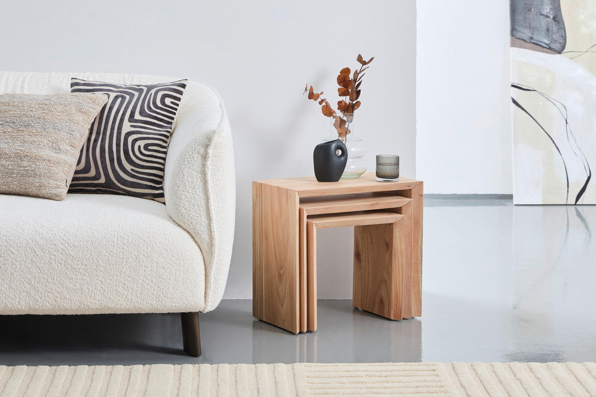 SATZTISCH Mindiholz vollmassiv quadratisch  - Naturfarben, Design, Holz (50/43/36/46/40/35/29/29/29cm) - Livetastic