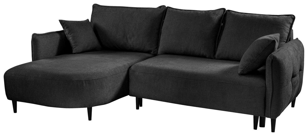 ECKSOFA in Struktur Dunkelgrün  - Dunkelgrün/Schwarz, Design, Holz/Textil (165/244cm) - MID.YOU