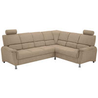 ECKSOFA Taupe Webstoff  - Taupe/Silberfarben, Design, Holz/Kunststoff (270/216cm) - Livetastic