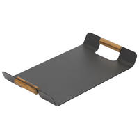 TABLETT Holz, Metall Teakholz  - Graphitfarben/Teakfarben, Design, Holz/Metall (55/30cm) - Zebra 