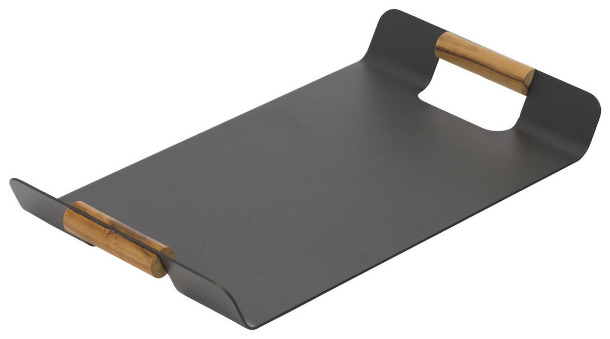 TABLETT Holz, Metall Teakholz  - Graphitfarben/Teakfarben, Design, Holz/Metall (55/30cm) - Zebra 