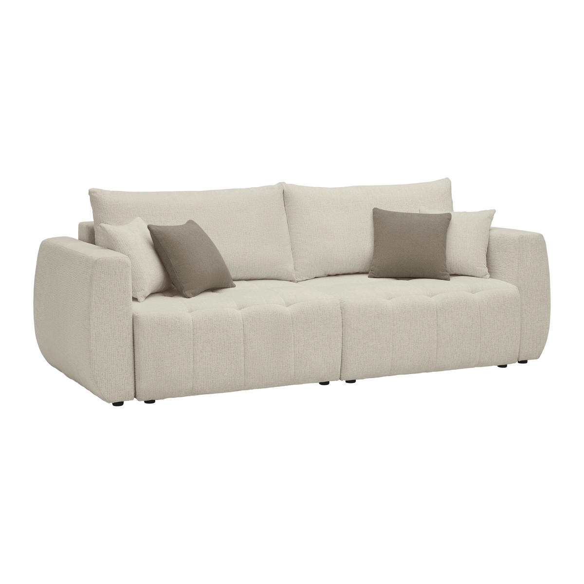 SCHLAFSOFA in Chenille, Jacquard Cappuccino  - Taupe/Schwarz, Kunststoff/Textil (245/74-90/104cm) - MID.YOU