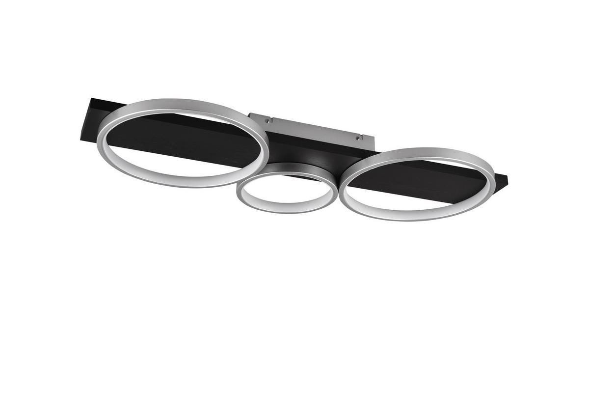 LED-DECKENLEUCHTE     - Titanfarben/Schwarz, Basics, Holz/Metall (80,0/8,0/34,5cm) - Trio Leuchten
