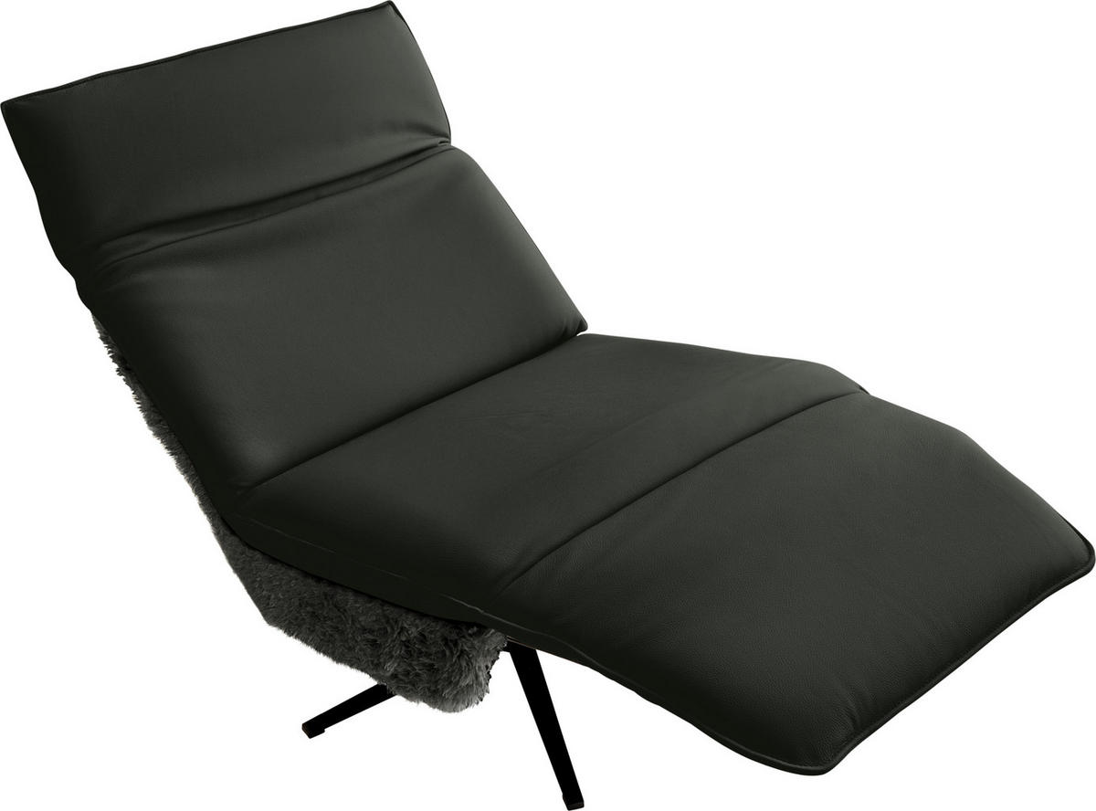 SESSEL in Hochflor Echtleder Anthrazit, Dunkelgrau  - Dunkelgrau/Anthrazit, Design, Leder/Textil (84/65/91cm) - Koinor