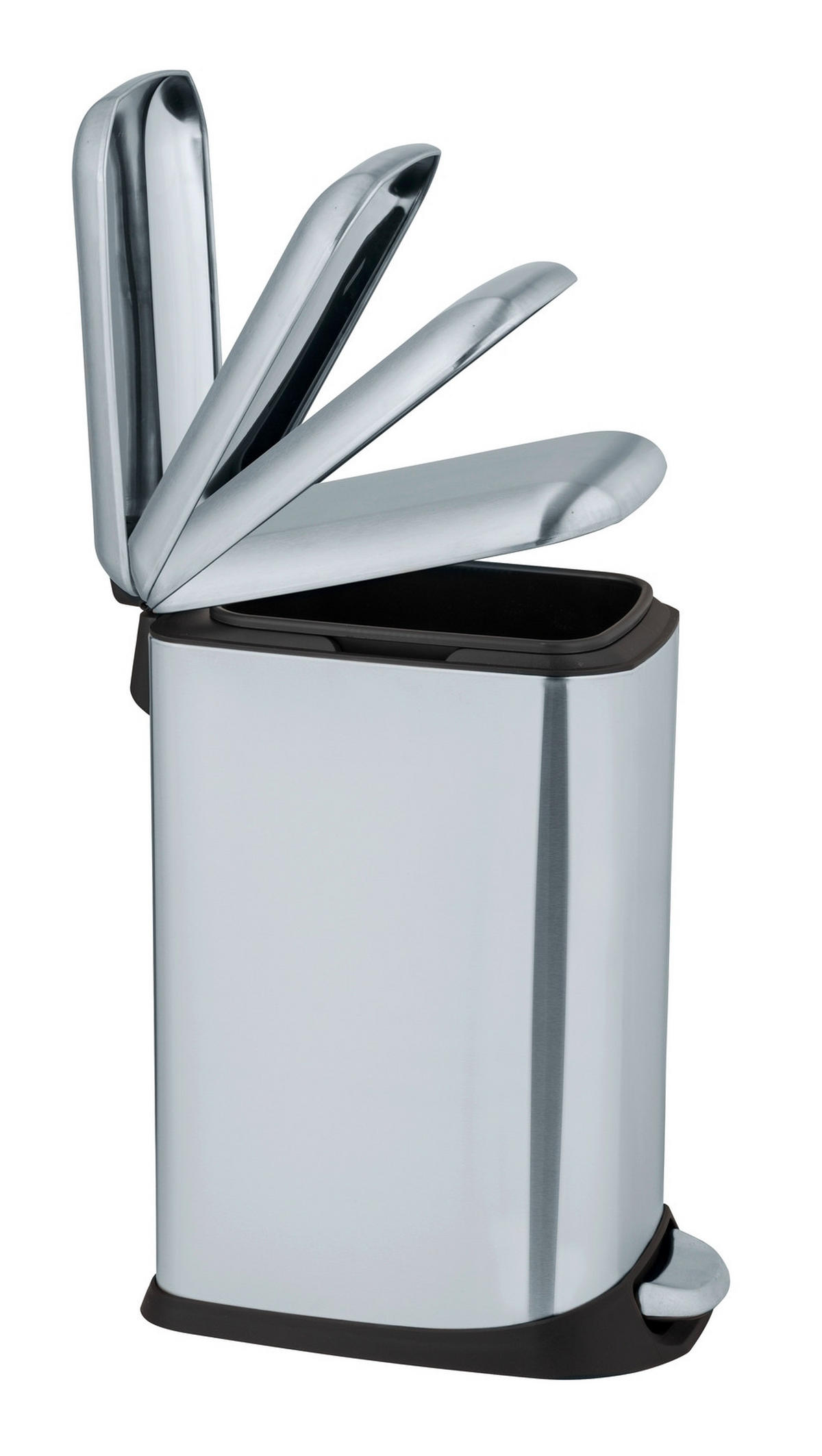 TRETEIMER 20 L  - Edelstahlfarben/Schwarz, Basics, Kunststoff/Metall (23,5/55/41cm) - Wenko