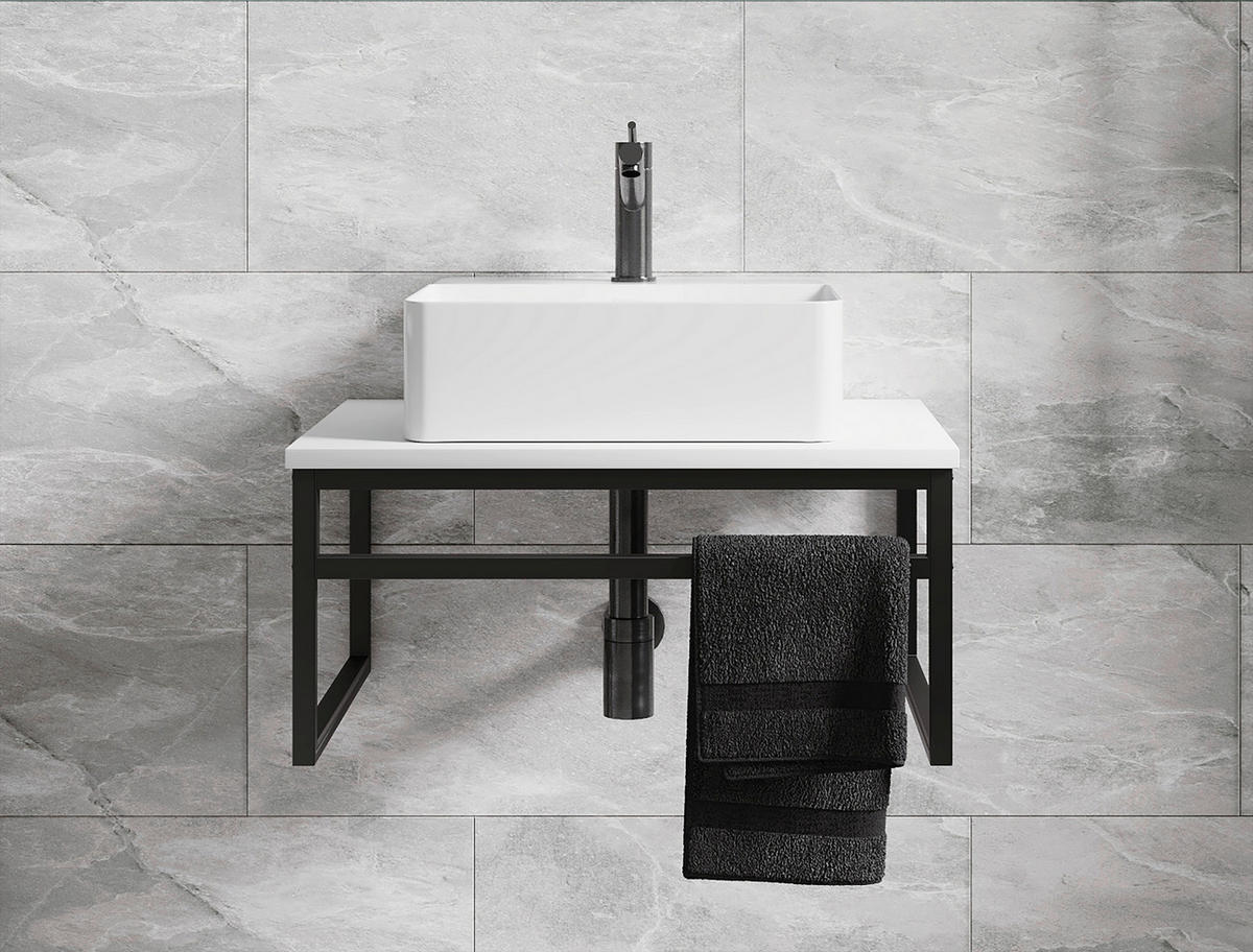 TVÄTTSTÄLL MED KOMMOD 60 cm  - vit/svart, Modern, metall/trämaterial (60cm) - MID.YOU