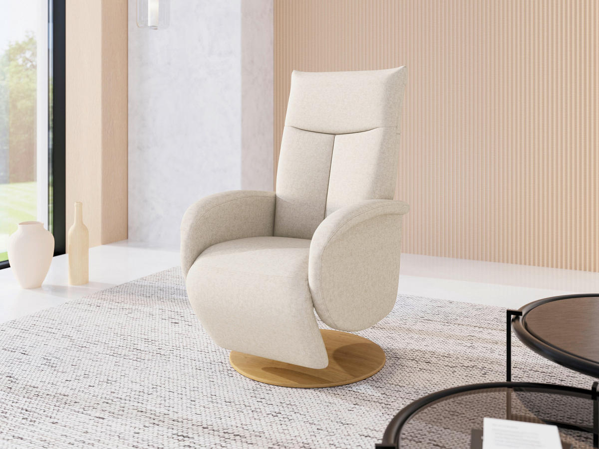 RELAXSESSEL Flachgewebe Kopfteilverstellung, Rücken echt    - Eichefarben/Creme, KONVENTIONELL, Holzwerkstoff/Textil (75/112/82cm) - Sit & More