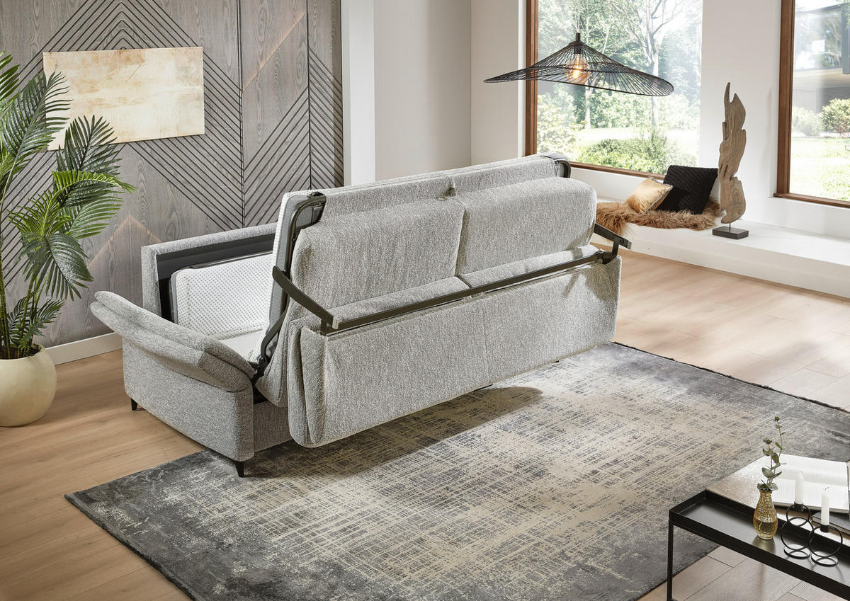 KANAPÉÁGY textil világosszürke  - világosszürke/fekete, Konventionell, textil/fém (222/87/100cm) - Dieter Knoll
