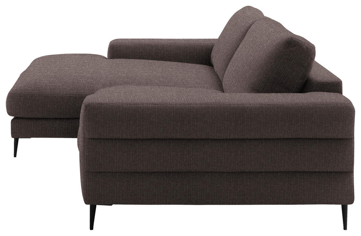 ECKSOFA in Flachgewebe Hellbraun  177/253 cm  - Hellbraun/Schwarz, Design, Textil/Metall (177/253cm) - Dieter Knoll