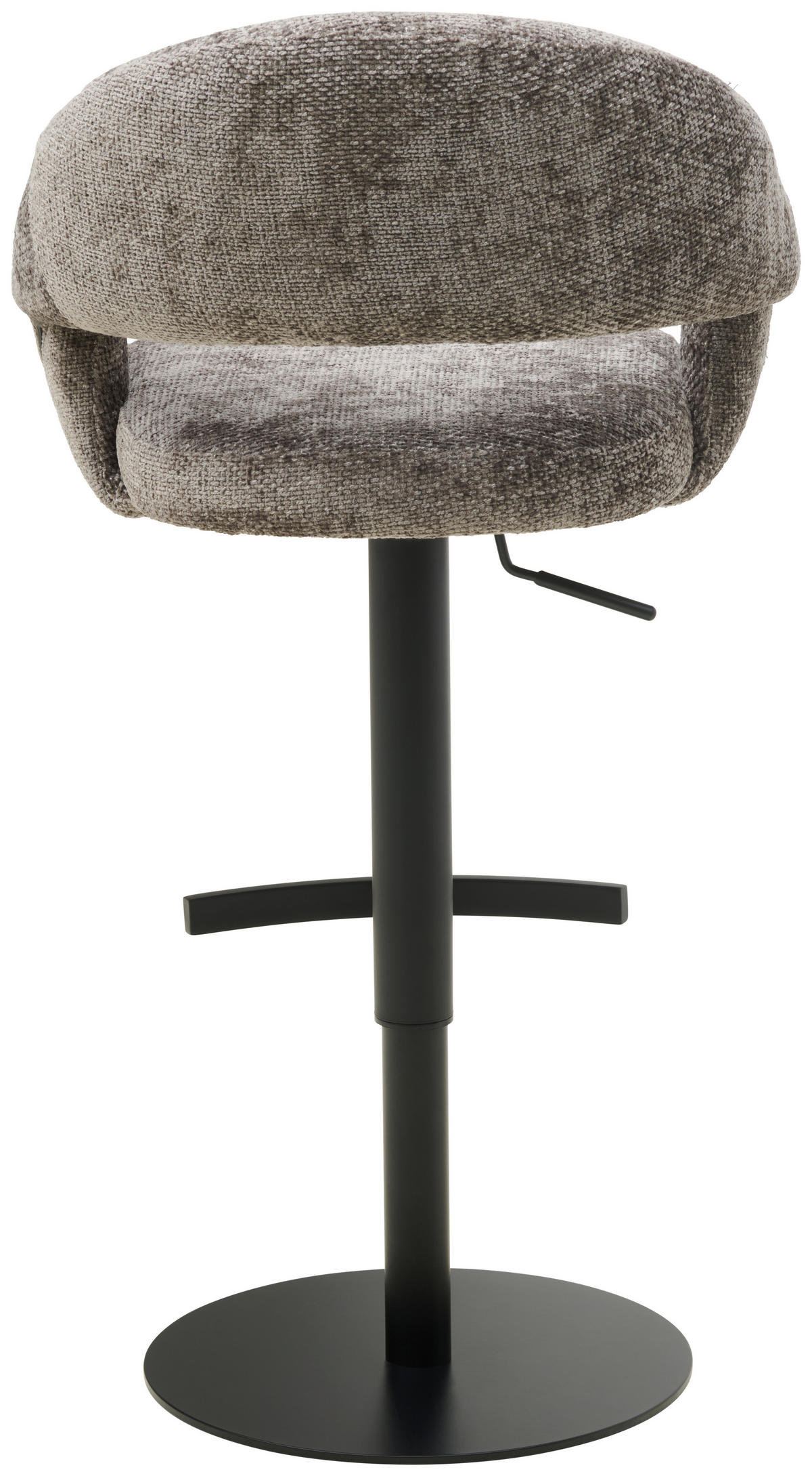 BARHOCKER Webstoff Grau, Schwarz Eisen Sitzfläche 360° drehbar  - Schwarz/Grau, KONVENTIONELL, Textil/Metall (56,5/87-112/57,5cm) - Livetastic