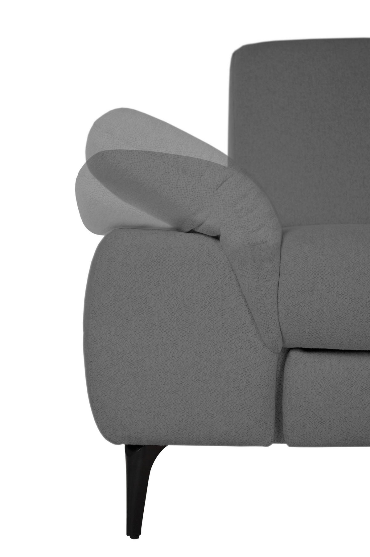 ECKSOFA ALMA in Chenille Dunkelgrau  285/191 cm  - Dunkelgrau/Schwarz, Design, Textil/Metall (285/191cm) - Livetastic