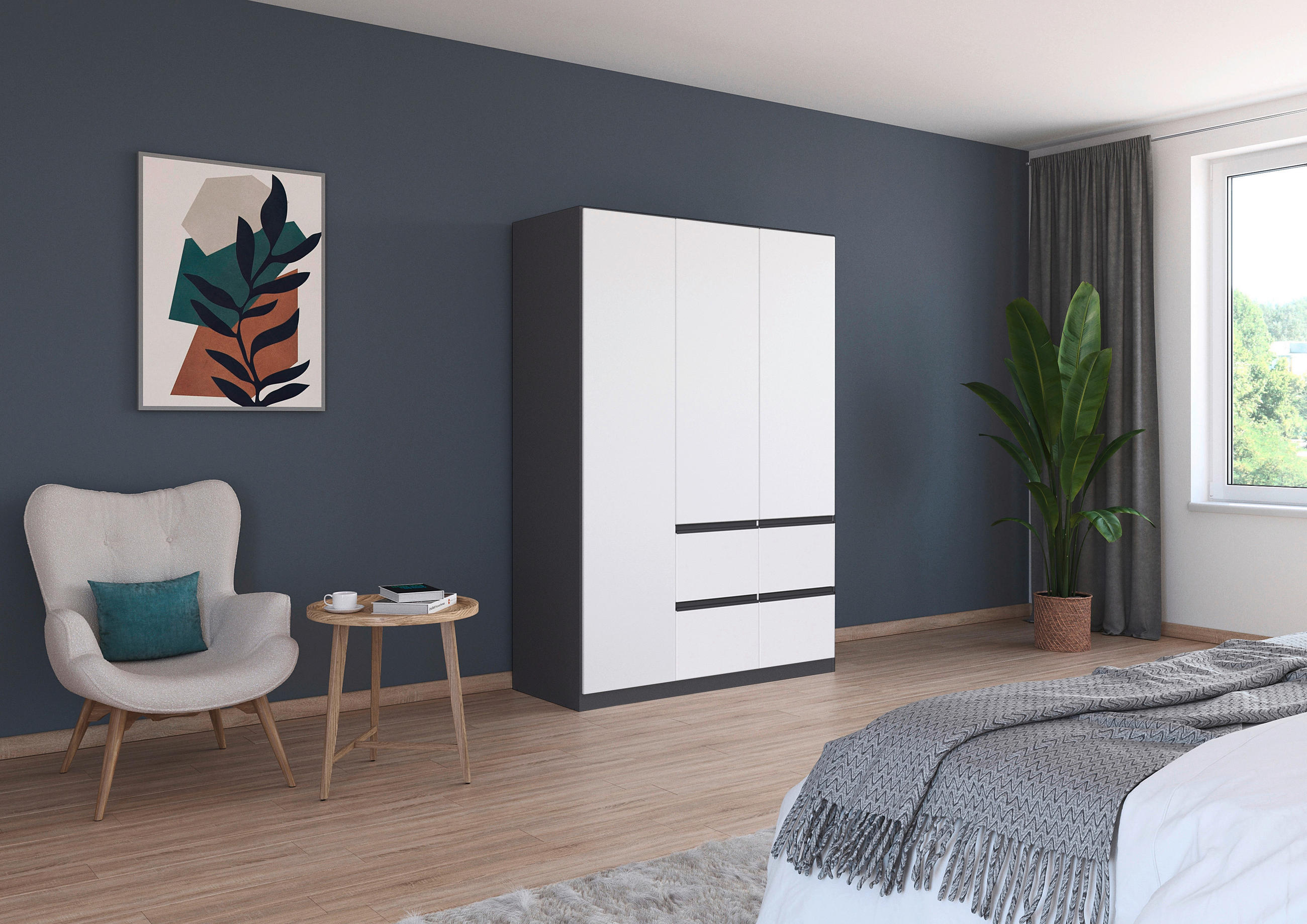 SKRIŇA S OTOČNÝMI DVERAMI, biela, biela s vysokým leskom, 136/197/54 cm - biela/biela s vysokým leskom, Design, kompozitné drevo/plast (136/197/54cm) - Carryhome