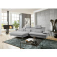 ECKSOFA  in Velours Hellgrau  184/284 cm  - Hellgrau/Schwarz, Design, Textil/Metall (184/284cm) - Dieter Knoll
