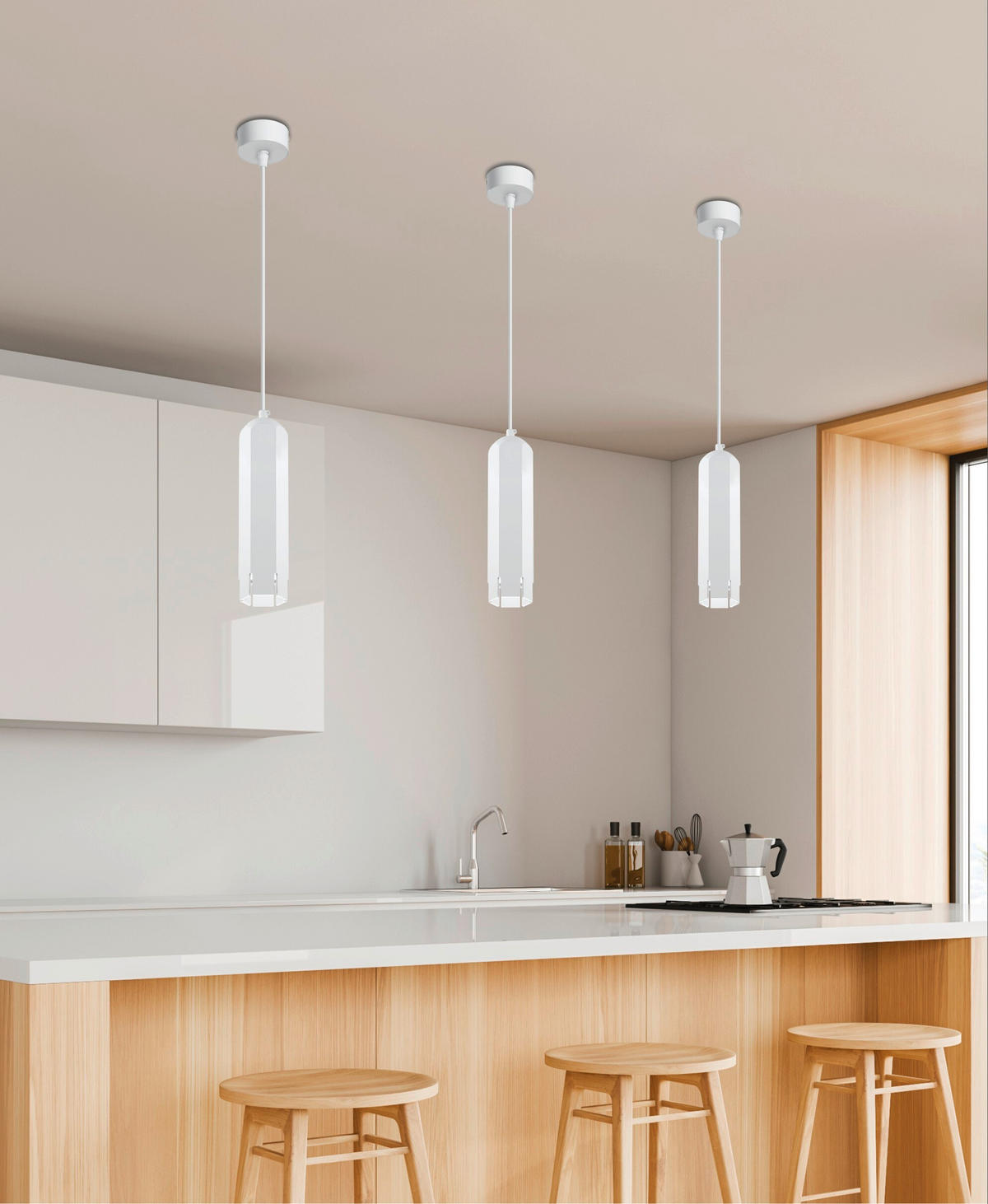 HÄNGLAMPA 6.3/6.3/100 cm  - vit, Design, metall (6.3/6.3/100cm)