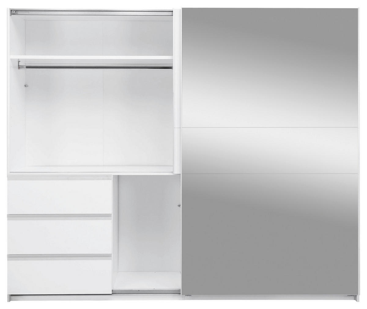 SCHIEBETÜRENSCHRANK 250/205/61,5 cm 2-türig Weiß  - Weiß, MODERN, Holzwerkstoff/Metall (250/205/61,5cm) - MID.YOU