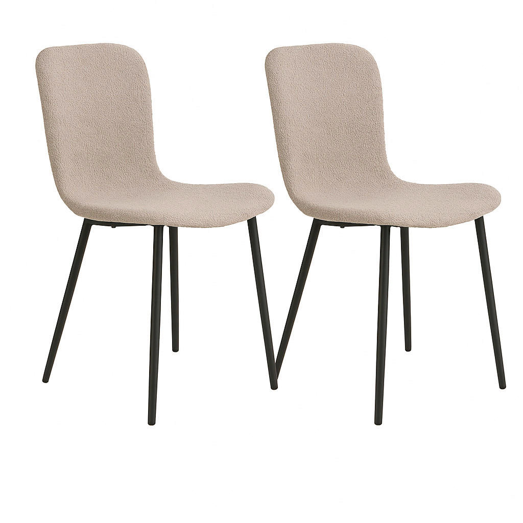 STUHL-SET 2 Stück  Bouclé  Beige  - Beige/Schwarz, MODERN, Textil/Metall (44/81/52cm) - MID.YOU
