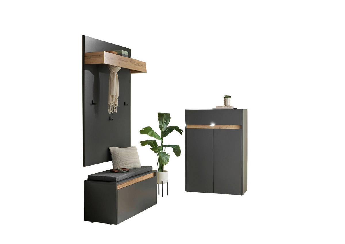 GARDEROBE 4-teilig  in 185/200/40 cm  - Anthrazit/Eiche Wotan, Design, Holzwerkstoff/Textil (185/200/40cm) - Modante