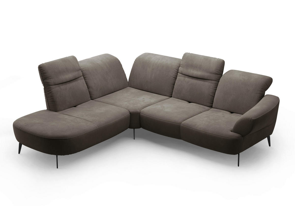ECKSOFA in Flachgewebe Schlammfarben  270/302 cm  - Schlammfarben/Schwarz, MODERN, Textil/Metall (270/302cm) - Sit & More
