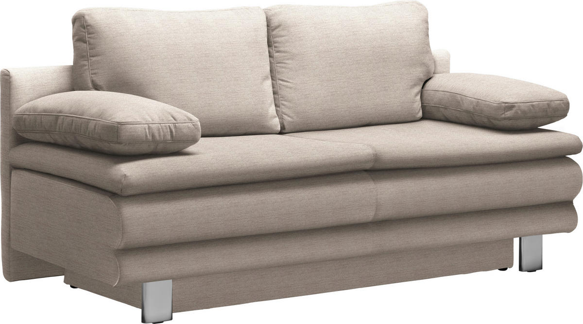 SCHLAFSOFA Beige  - Chromfarben/Beige, Design, Textil/Metall (194/96/86cm) - Novel