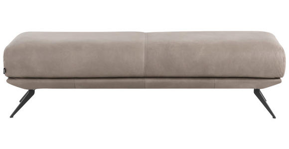 HOCKER Echtleder Grau  - Schwarz/Grau, Design, Leder/Metall (160/45/60cm) - Dieter Knoll