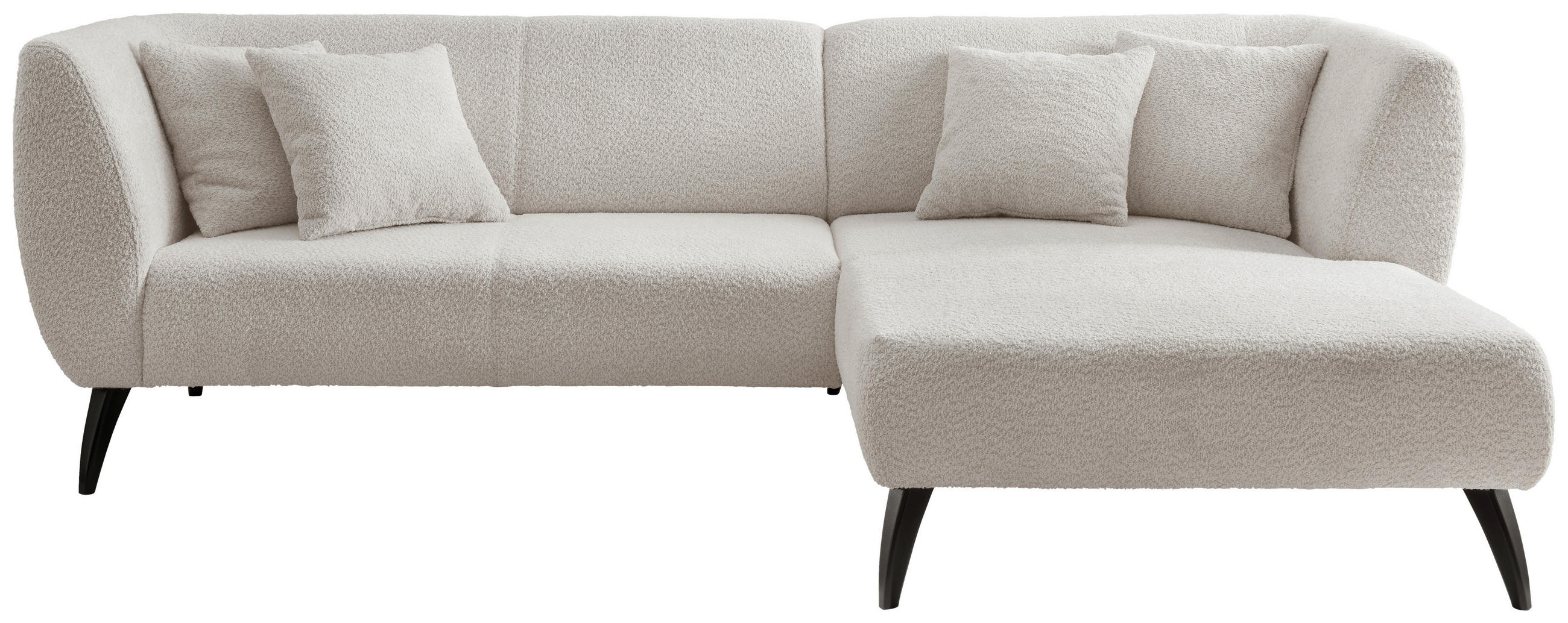 ECKSOFA Bouclé Weiss  - Weiss/Schwarz, Modern, Holz/Textil (264/160cm) - MID.YOU