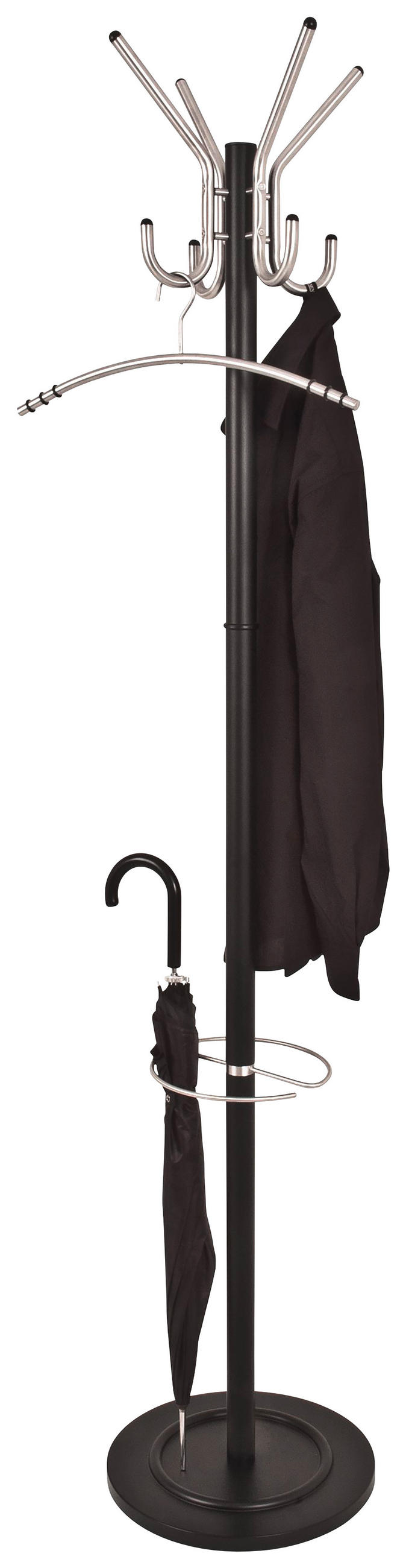 GARDEROBENSTÄNDER in Schwarz, Alufarben 36/182/36 cm   - Schwarz/Alufarben, Design, Metall (36/182/36cm)